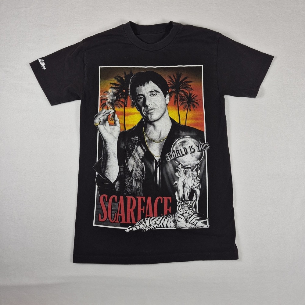 Scarface Movie T-Shirt Men's Small Black Tony Montana Promo Graphic FredosTattoo